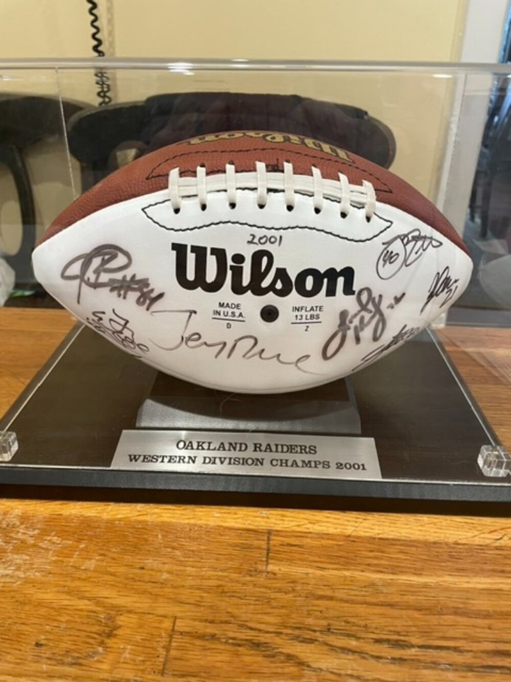 Signed Oakland Raiders 2001 Western Division Champions Football